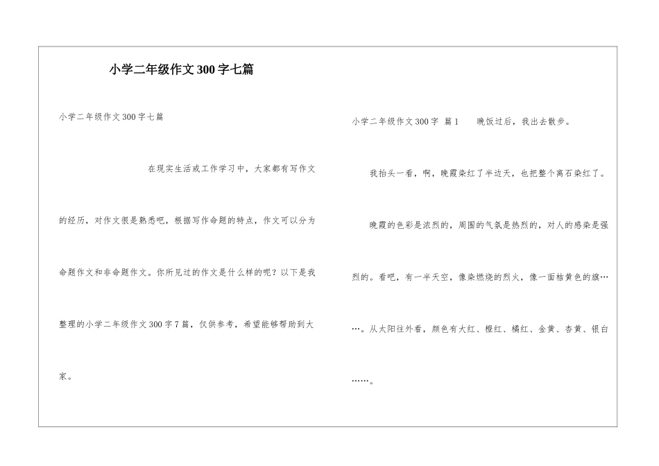 小学二年级作文300字七篇_第1页