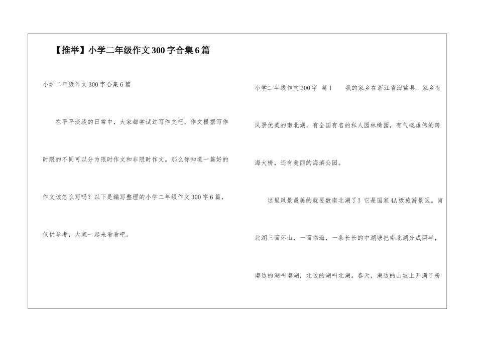 小学二年级作文300字合集6篇_第1页