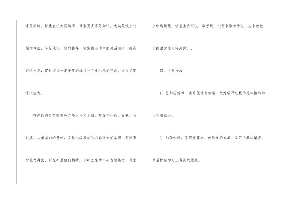小学二年级培优辅差的工作计划_第3页