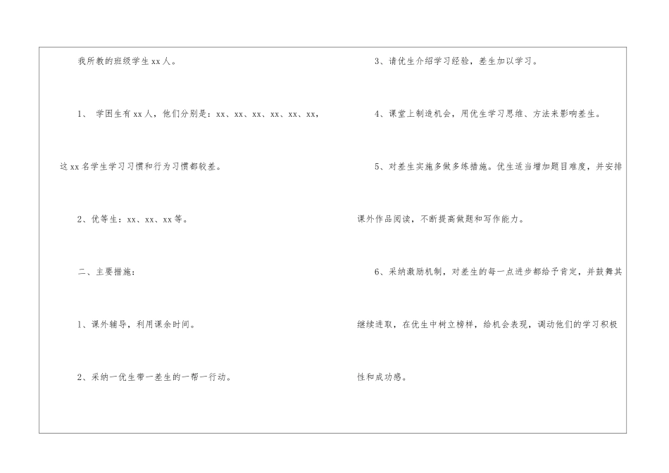 小学二年级语文培优补差工作总结_第2页