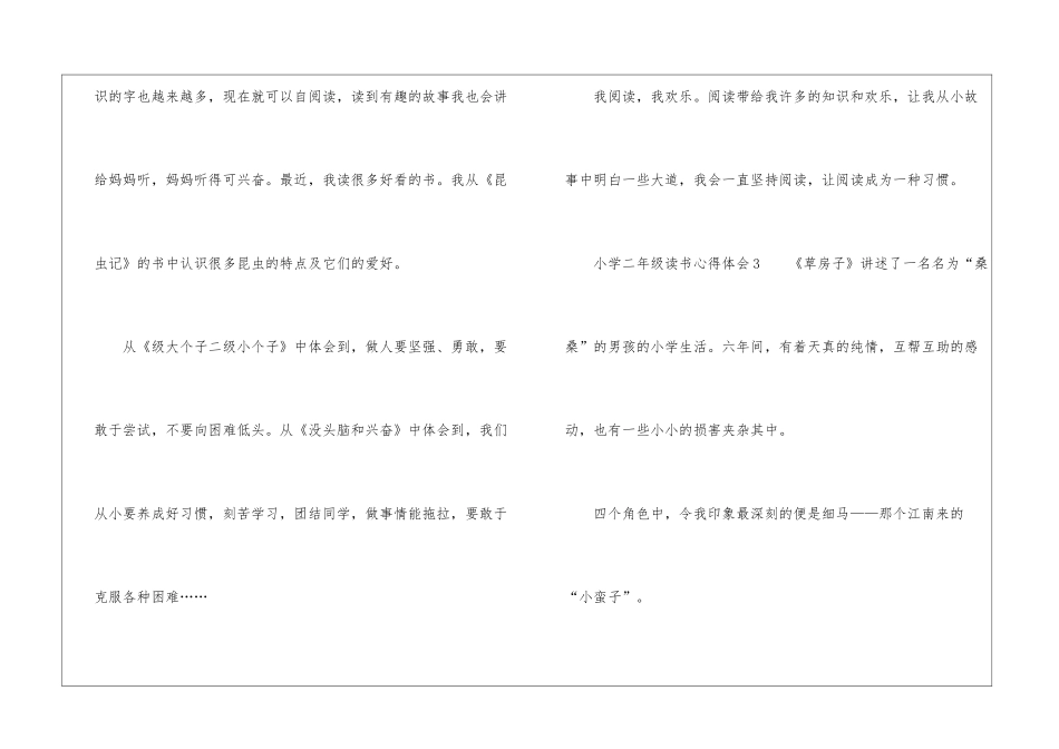 小学二年级读书心得体会300字_第3页
