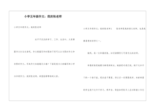 小学五年级作文：我的张老师