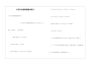 小学五年级寒假数学练习