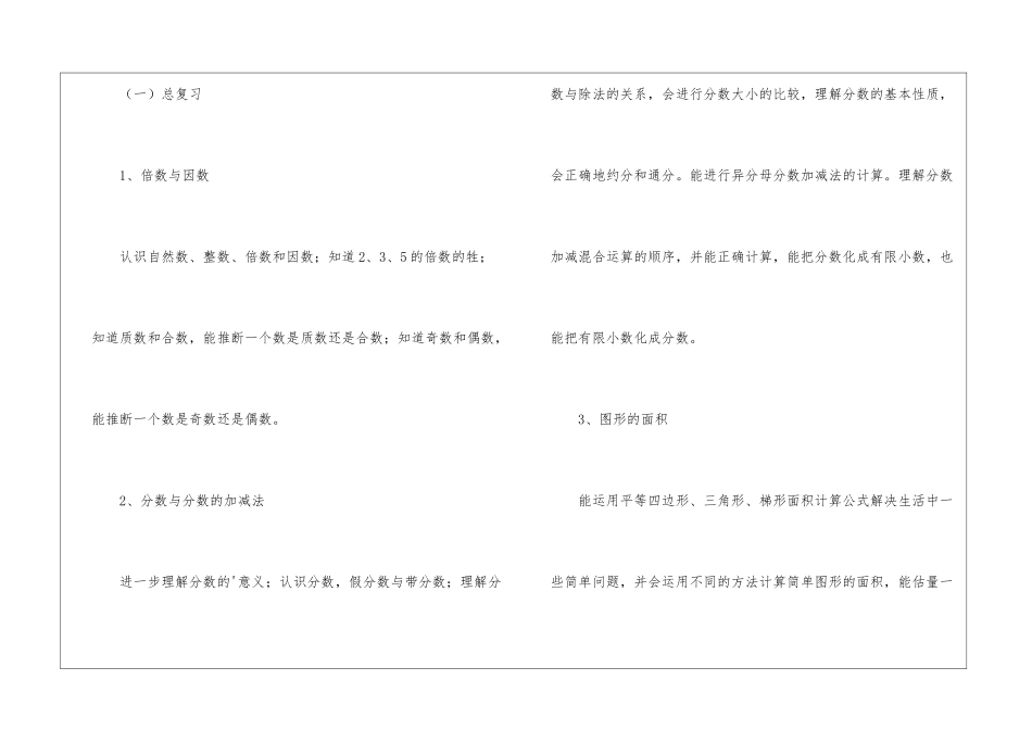 小学五年级数学的期末复习计划_第2页