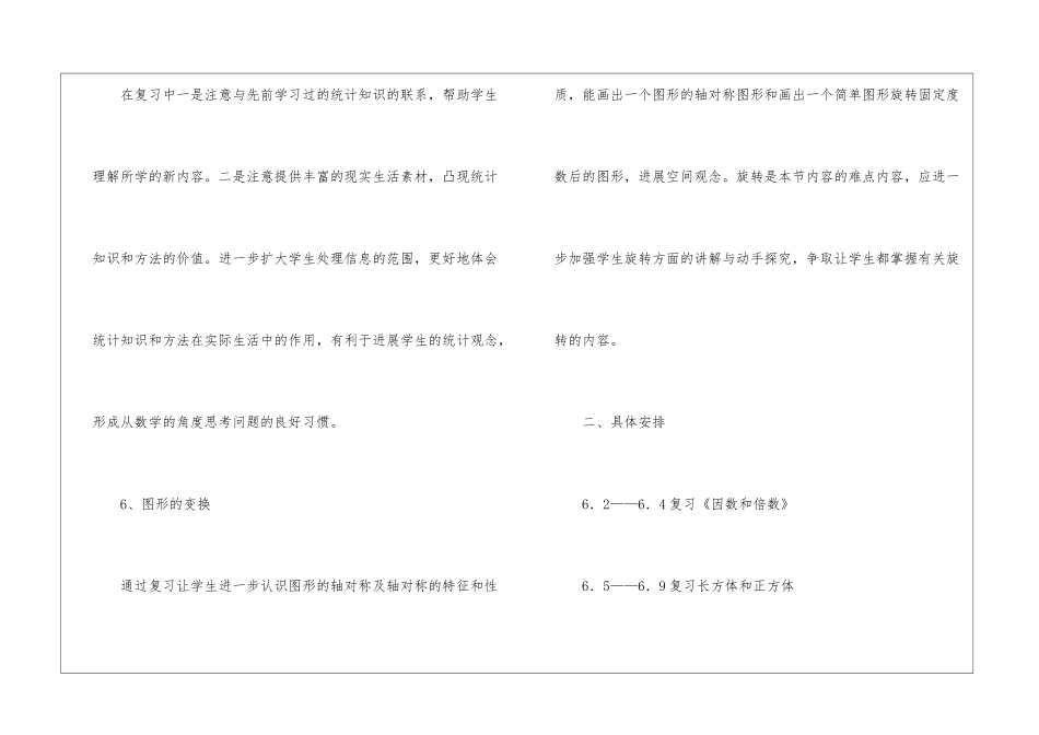小学五年级期初数学的下册复习计划_第3页