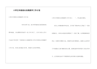 小学五年级综合实践教学工作计划