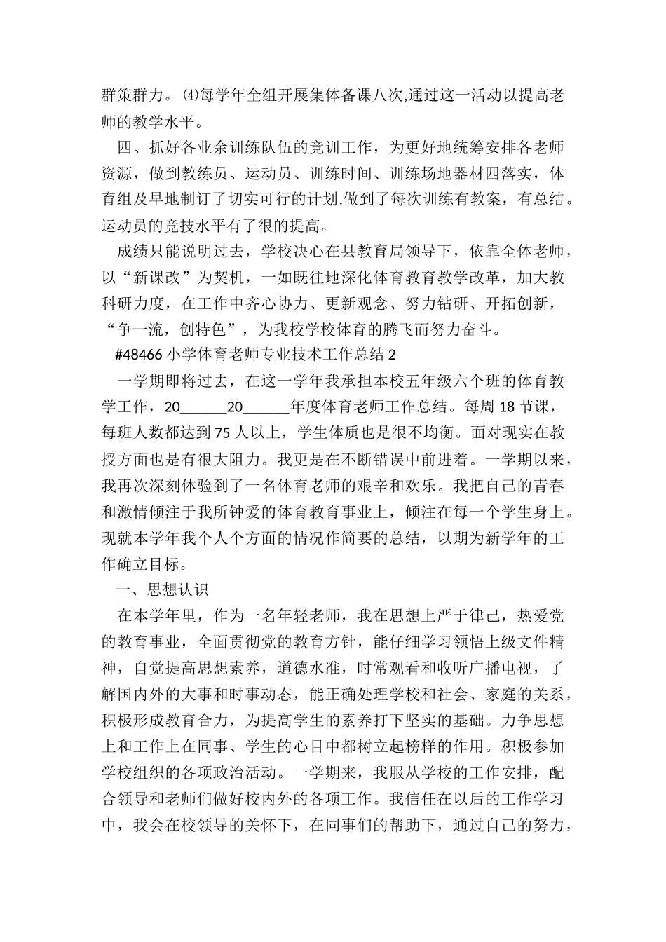 小学体育教师专业技术工作总结5篇_第3页