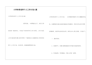 小学体育教师个人工作计划5篇