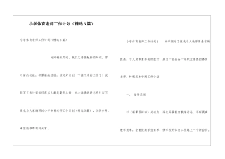 小学体育教师工作计划(精选5篇)