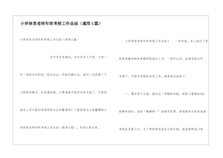 小学体育教师年终考核工作总结