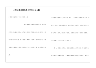 小学体育教师的个人工作计划4篇