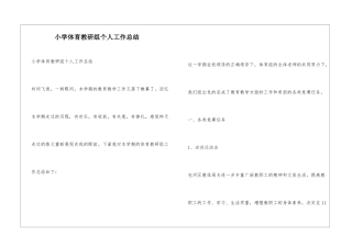 小学体育教研组个人工作总结
