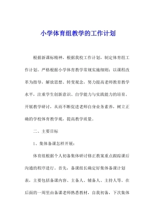 小学体育组教学的工作计划