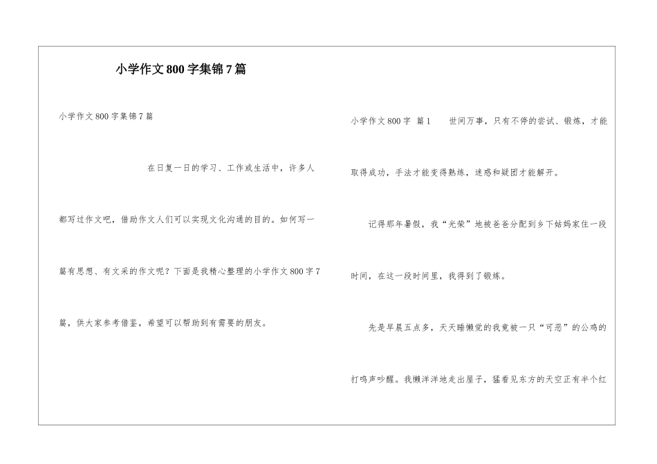 小学作文800字集锦7篇_第1页