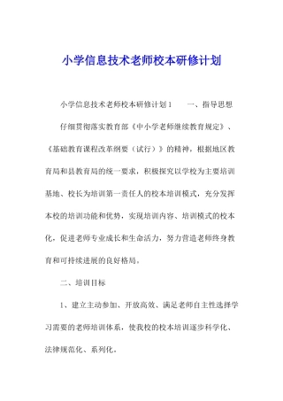 小学信息技术老师校本研修计划