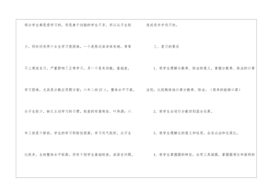 小学六年级下期数学期末复习计划_第2页