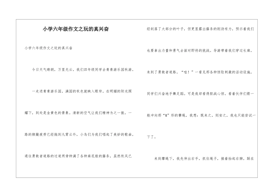 小学六年级作文之玩的真高兴_第1页