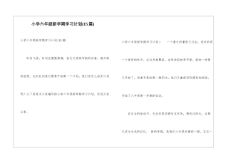 小学六年级新学期学习计划(15篇)
