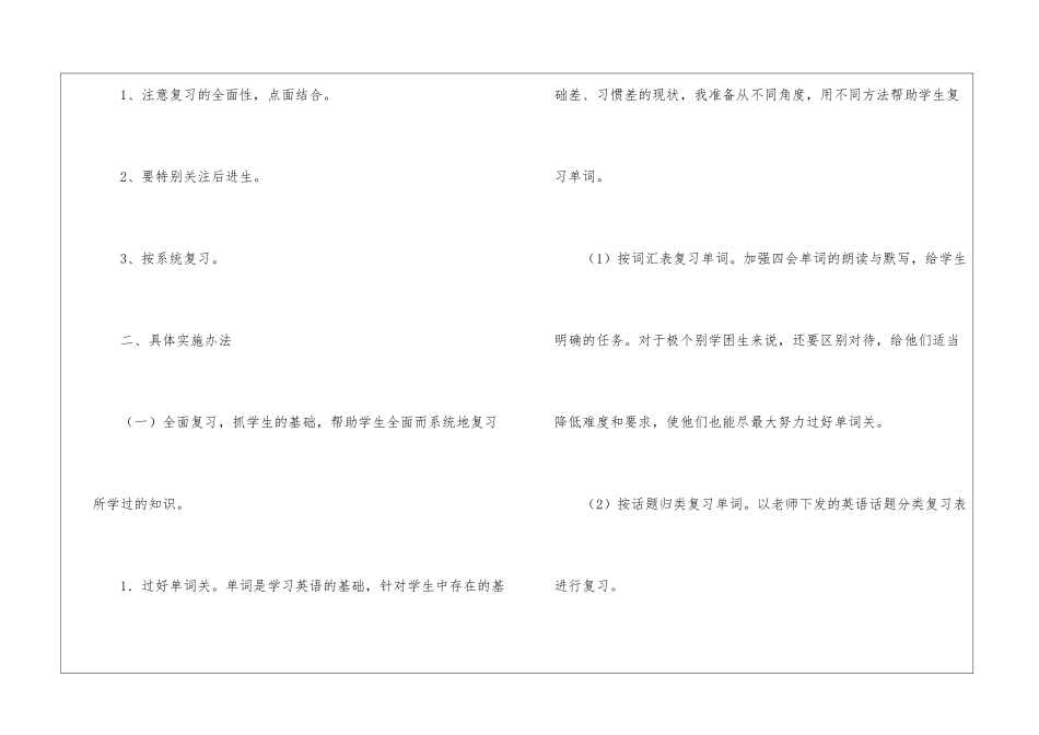 小学六年级英语复习计划和进度_第2页