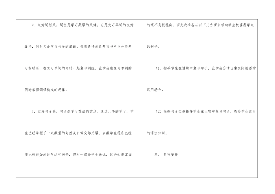 小学六年级英语复习计划和进度_第3页