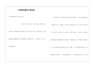 小学减负提质心得体会