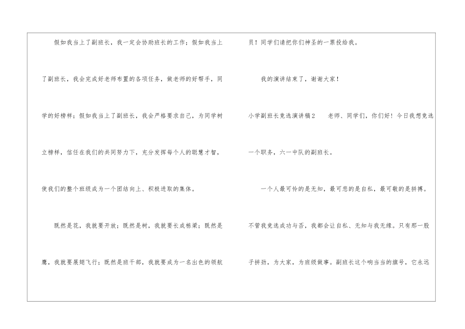 小学副班长竞选演讲稿15篇_第2页