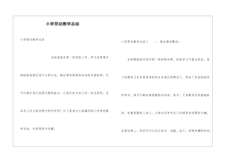 小学劳动教学总结