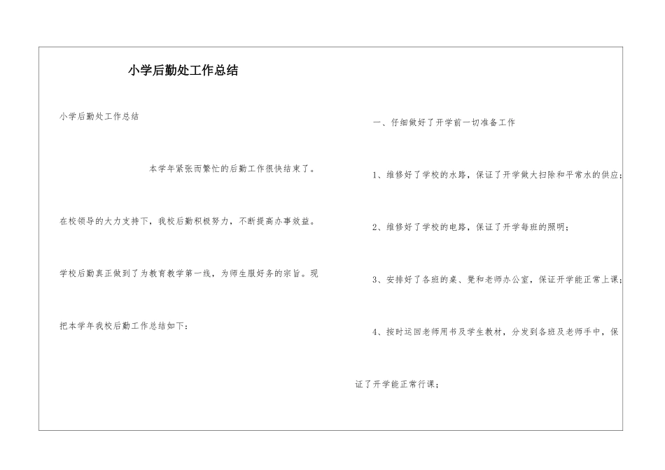 小学后勤处工作总结_第1页