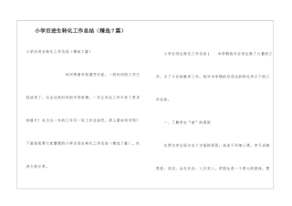 小学后进生转化工作总结