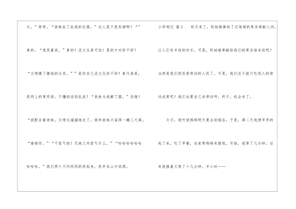 小学周记模板集锦五篇_第3页