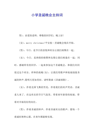 小学圣诞晚会主持词