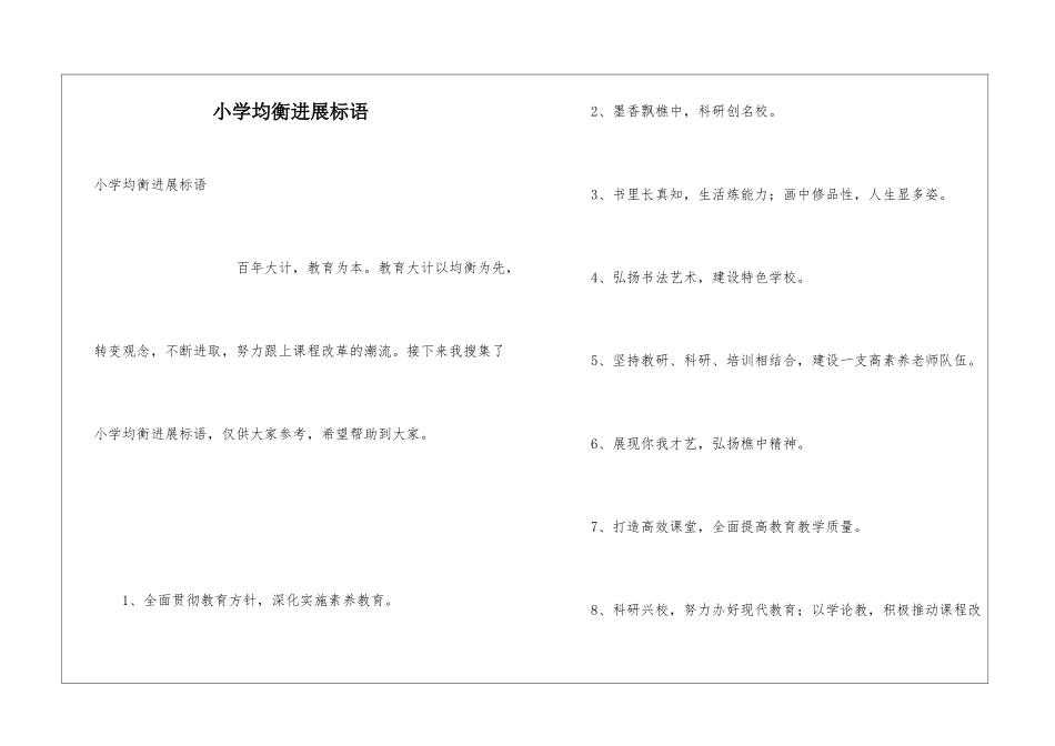 小学均衡发展标语_第1页