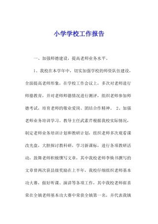 小学学校工作报告