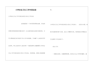 小学安全卫生工作年度总结