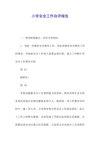 小学安全工作自评报告
