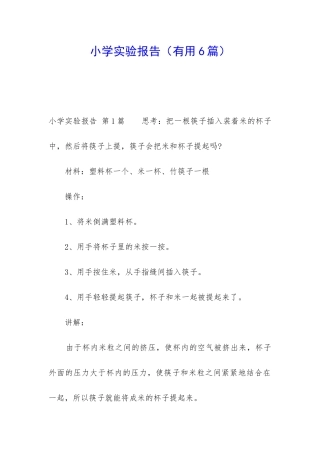 小学实验报告