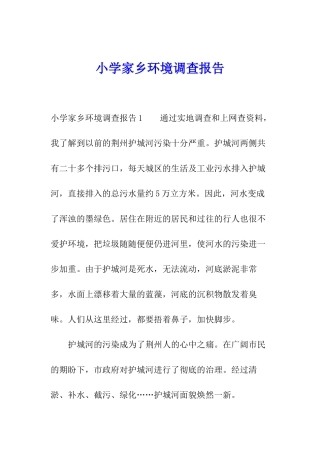 小学家乡环境调查报告