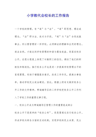 小学教代会校长的工作报告-