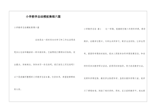小学教学总结模板集锦六篇