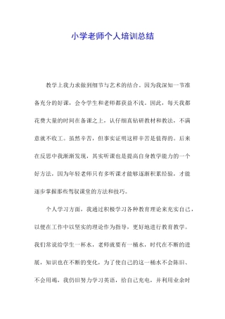 小学教师个人培训总结