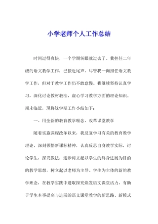 小学教师个人工作总结