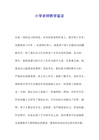 小学教师教学鉴定