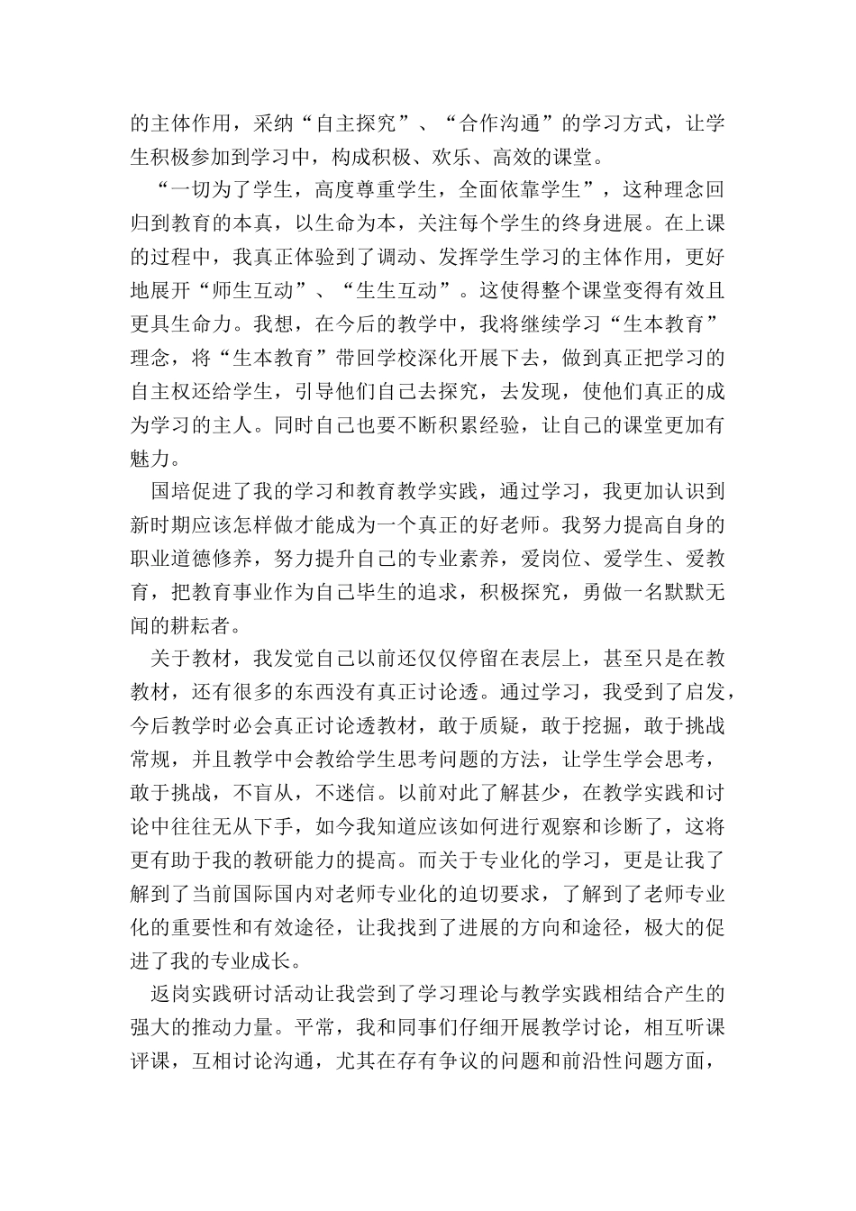小学教师返岗实践总结_第3页