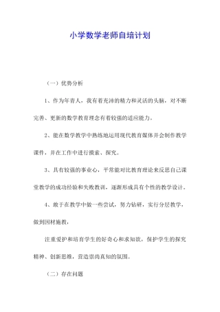 小学数学教师自培计划