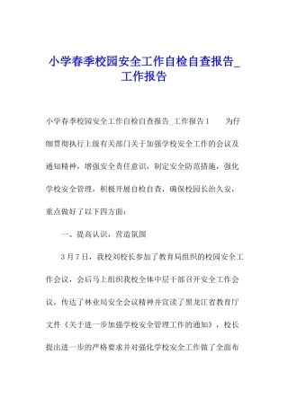 小学春季校园安全工作自检自查报告-工作报告