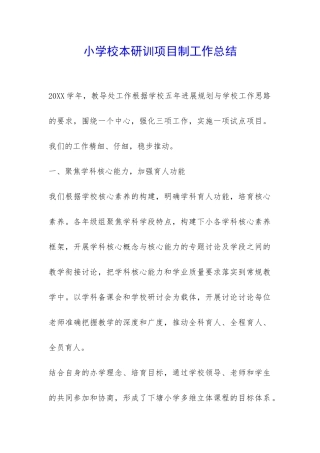 小学校本研训项目制工作总结-