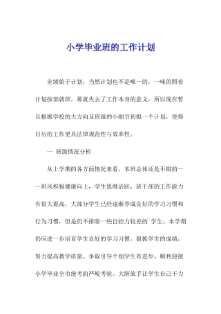 小学毕业班的工作计划