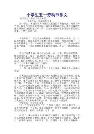 小学生五一劳动节作文