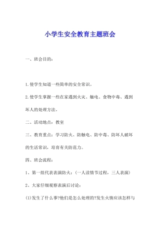 小学生安全教育主题班会