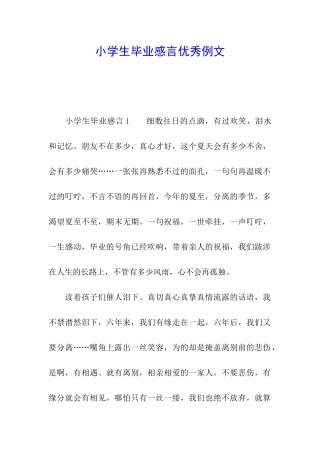 小学生毕业感言优秀例文